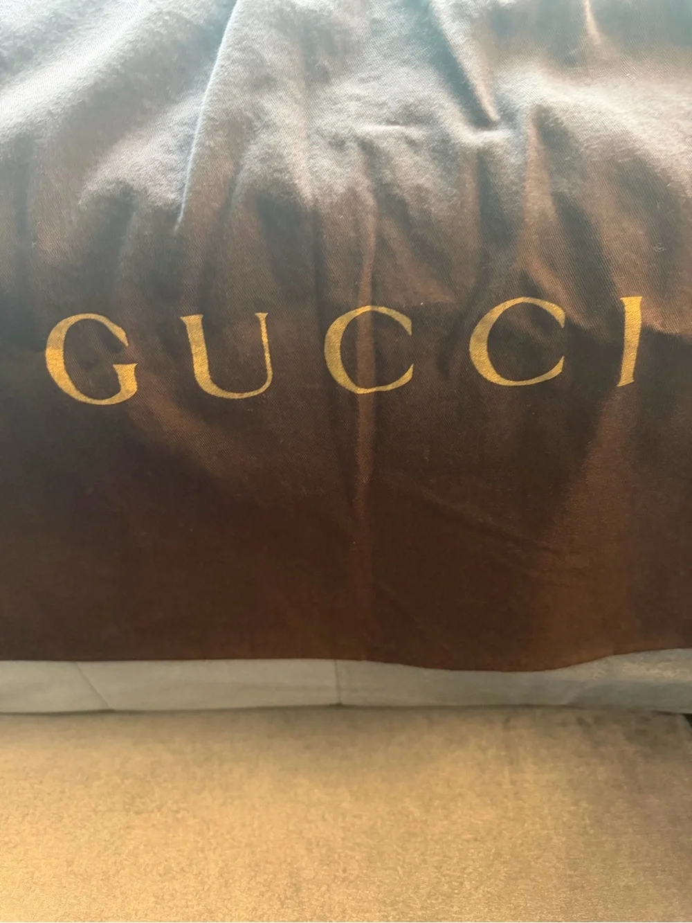 Gucci Brown XL Drawstring Dust Bag with Gold Logo